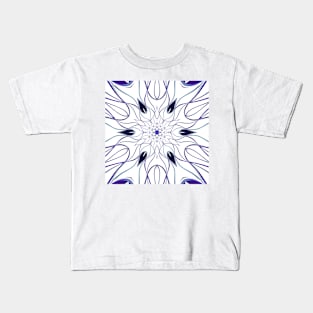 Cartoon Mandala Flower White and Purple Kids T-Shirt